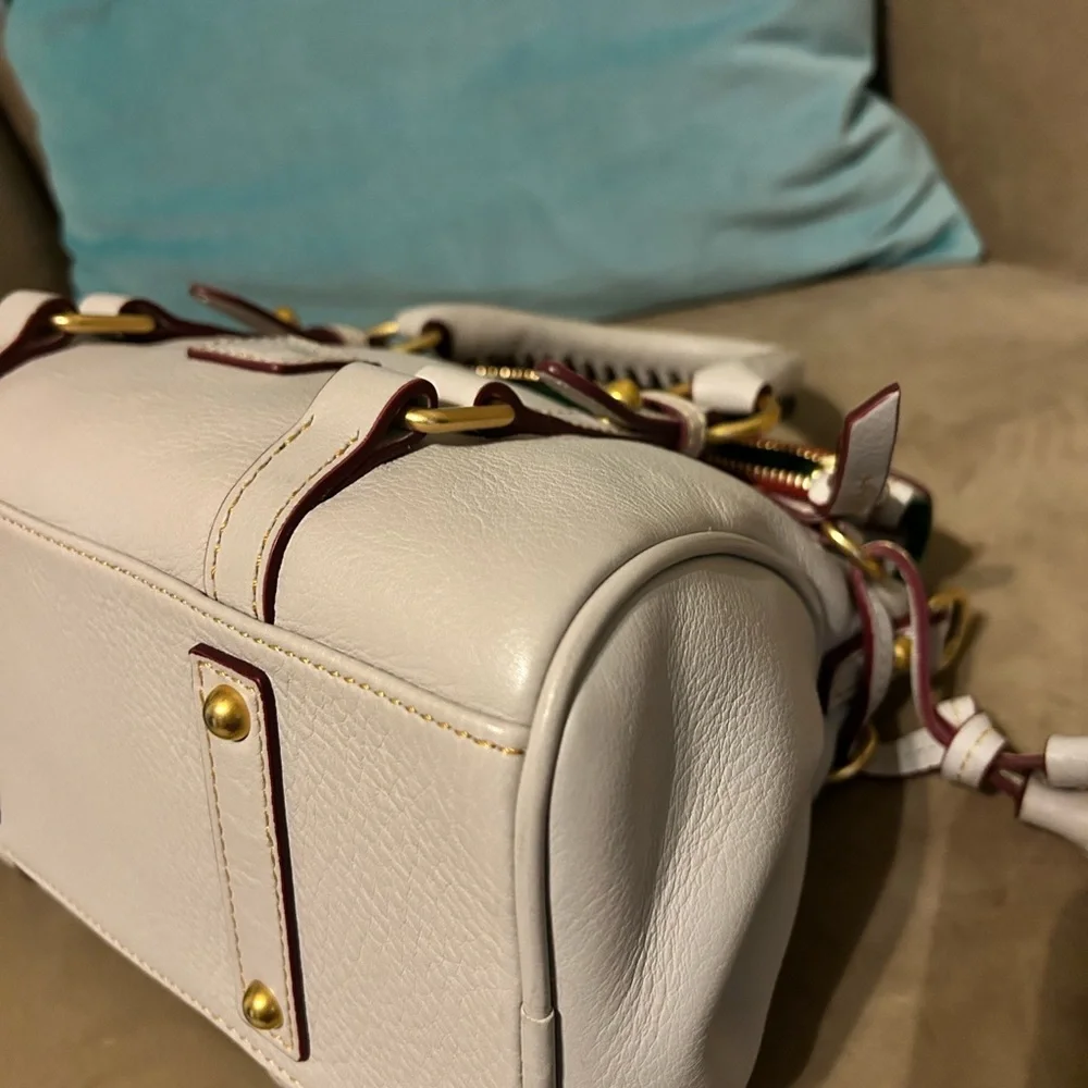 🦆 Dooney & Bourke Micro Florentine Satchel in Ecru - Picture 8 of 14